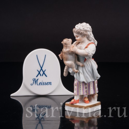 Фарфоровая статуэтка Девочка с овечкой, Meissen, Германия, сер. 19 - нач. 20 вв.