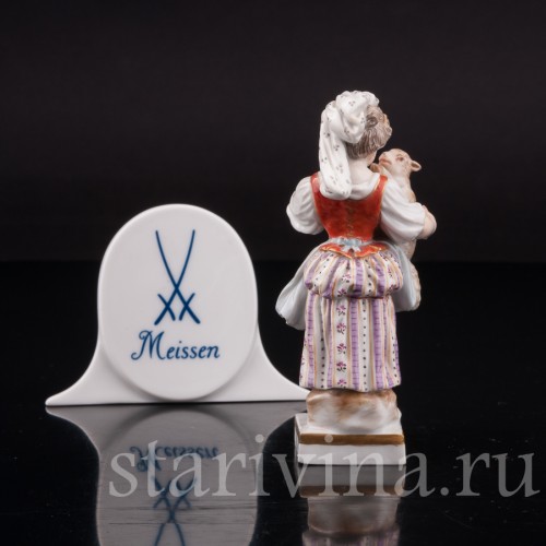 Фарфоровая статуэтка Девочка с овечкой, Meissen, Германия, сер. 19 - нач. 20 вв.
