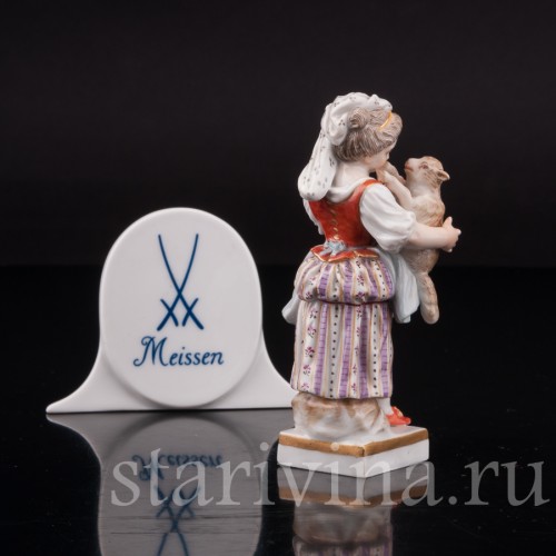 Фарфоровая статуэтка Девочка с овечкой, Meissen, Германия, сер. 19 - нач. 20 вв.