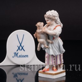 Фарфоровая статуэтка Девочка с овечкой, Meissen, Германия, сер. 19 - нач. 20 вв.