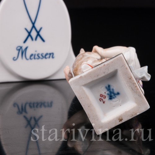 Фарфоровая статуэтка Девочка с овечкой, Meissen, Германия, сер. 19 - нач. 20 вв.