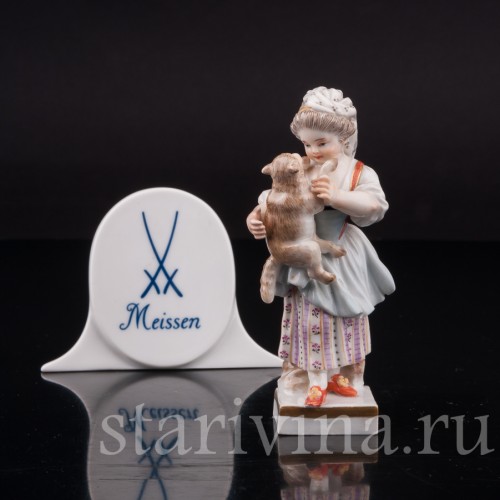 Фарфоровая статуэтка Девочка с овечкой, Meissen, Германия, сер. 19 - нач. 20 вв.