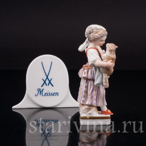 Фарфоровая статуэтка Девочка с овечкой, Meissen, Германия, сер. 19 - нач. 20 вв.