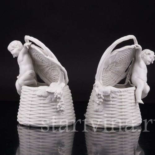 Фарфоровые Корзинки Путти с виноградом, Scheibe-Alsbach, Германия, сер. 20 в.