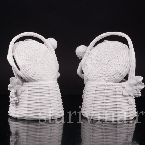 Фарфоровые Корзинки Путти с виноградом, Scheibe-Alsbach, Германия, сер. 20 в.