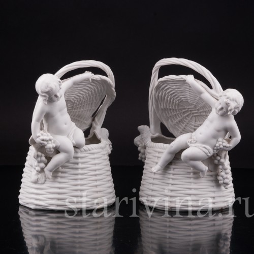 Фарфоровые Корзинки Путти с виноградом, Scheibe-Alsbach, Германия, сер. 20 в.