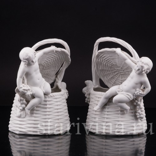 Фарфоровые Корзинки Путти с виноградом, Scheibe-Alsbach, Германия, сер. 20 в.
