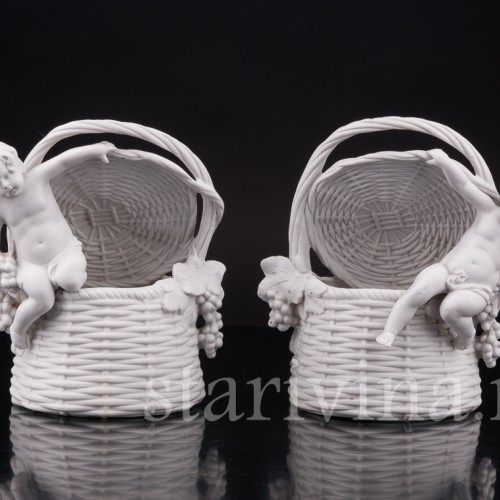 Фарфоровые Корзинки Путти с виноградом, Scheibe-Alsbach, Германия, сер. 20 в.