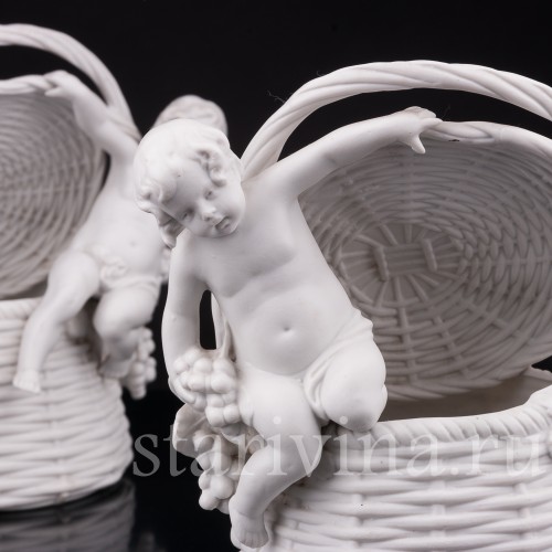 Фарфоровые Корзинки Путти с виноградом, Scheibe-Alsbach, Германия, сер. 20 в.