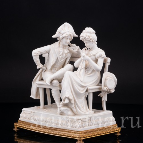 Фарфоровая композиция Галантая пара на скамейке, Scheibe-Alsbach, Германия, нач. 20 в.