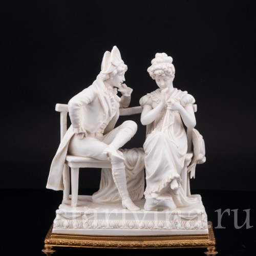 Фарфоровая композиция Галантая пара на скамейке, Scheibe-Alsbach, Германия, нач. 20 в.