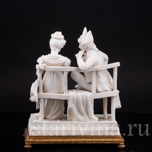 Фарфоровая композиция Галантая пара на скамейке, Scheibe-Alsbach, Германия, нач. 20 в.