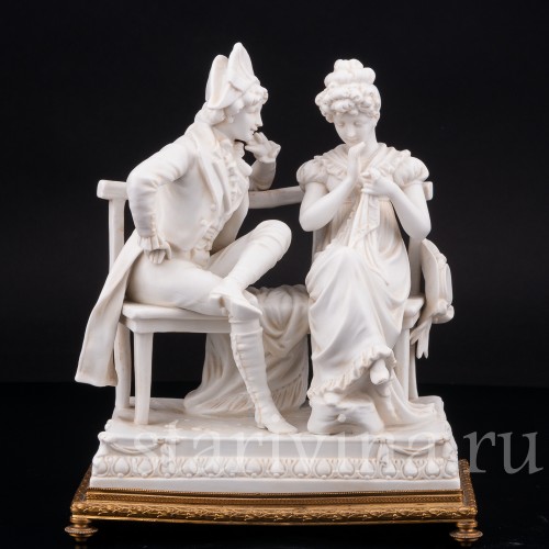 Фарфоровая композиция Галантая пара на скамейке, Scheibe-Alsbach, Германия, нач. 20 в.