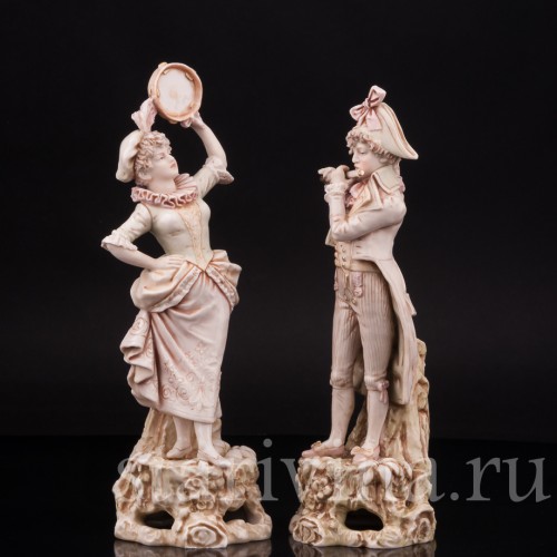 Фарфоровые статуэтки Музицирующая пара, Royal Dux, Чехия, нач. 20 в.