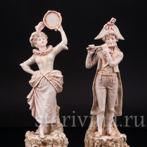Фарфоровые статуэтки Музицирующая пара, Royal Dux, Чехия, нач. 20 в.