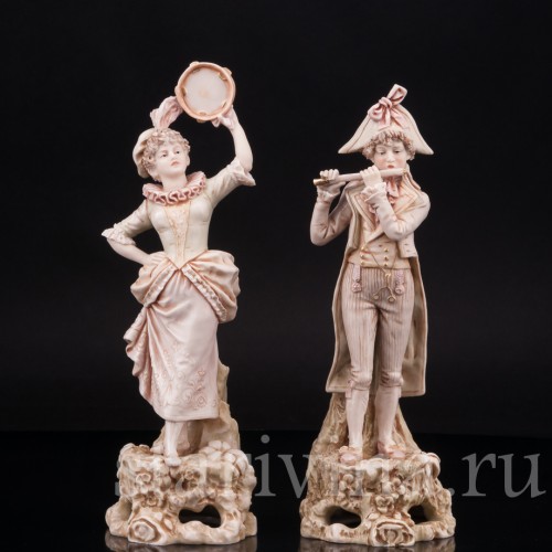 Фарфоровые статуэтки Музицирующая пара, Royal Dux, Чехия, нач. 20 в.