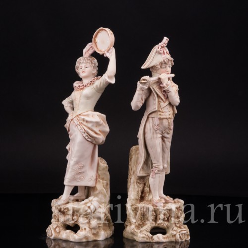 Фарфоровые статуэтки Музицирующая пара, Royal Dux, Чехия, нач. 20 в.