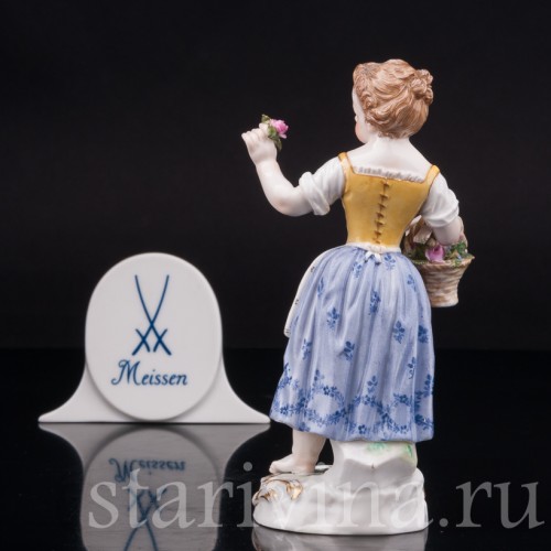 Фигурка из фарфора Девочка с цветочной корзиной Meissen, Германия, сер. 19 - нач. 20 вв.