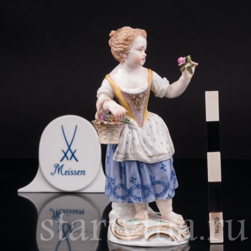 Фигурка из фарфора Девочка с цветочной корзиной Meissen, Германия, сер. 19 - нач. 20 вв.