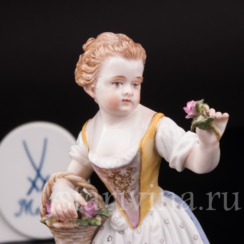 Фигурка из фарфора Девочка с цветочной корзиной Meissen, Германия, сер. 19 - нач. 20 вв.