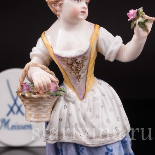 Фигурка из фарфора Девочка с цветочной корзиной Meissen, Германия, сер. 19 - нач. 20 вв.
