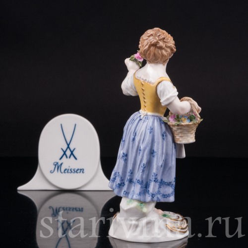 Фигурка из фарфора Девочка с цветочной корзиной Meissen, Германия, сер. 19 - нач. 20 вв.