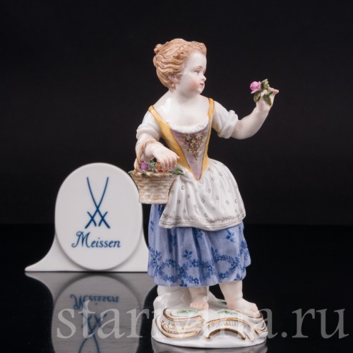 Фигурка из фарфора Девочка с цветочной корзиной Meissen, Германия, сер. 19 - нач. 20 вв.