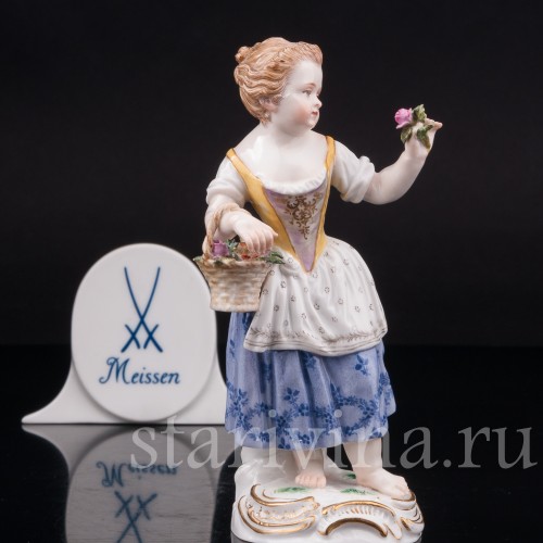 Фигурка из фарфора Девочка с цветочной корзиной Meissen, Германия, сер. 19 - нач. 20 вв.