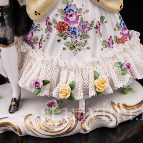 Статуэтка из фарфора Пара в танце, кружевная, Volkstedt, Германия, после 1935 г.