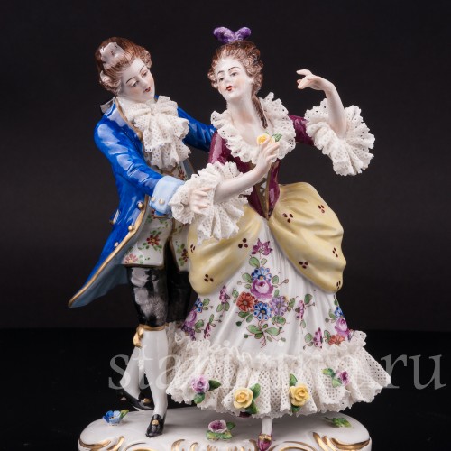Статуэтка из фарфора Пара в танце, кружевная, Volkstedt, Германия, после 1935 г.