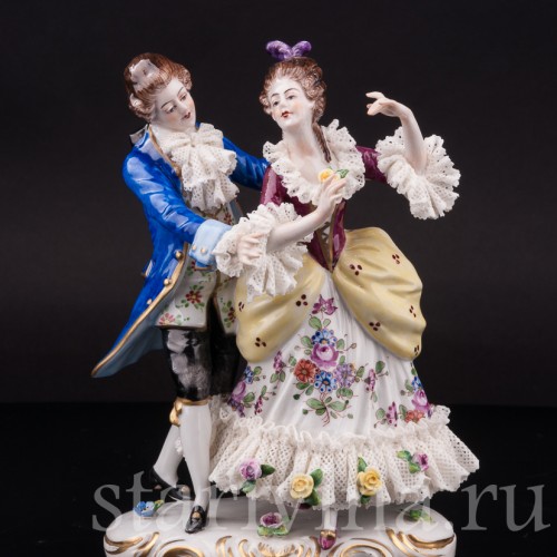 Статуэтка из фарфора Пара в танце, кружевная, Volkstedt, Германия, после 1935 г.