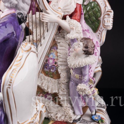 Фарфоровая композиция Домашний концерт, кружевная, Volkstedt, Германия, после 1935 г.