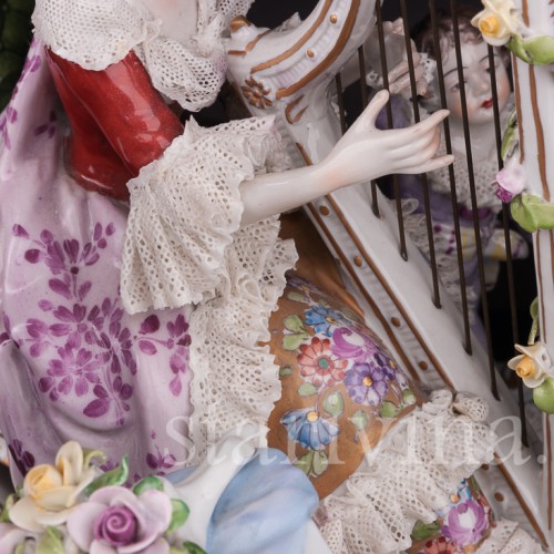 Фарфоровая композиция Домашний концерт, кружевная, Volkstedt, Германия, после 1935 г.