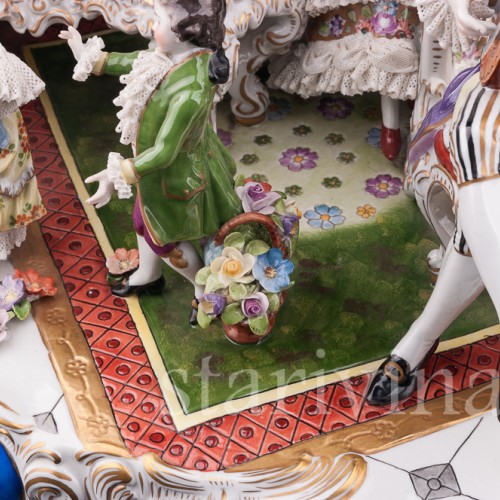 Фарфоровая композиция Домашний концерт, кружевная, Volkstedt, Германия, после 1935 г.