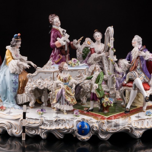 Фарфоровая композиция Домашний концерт, кружевная, Volkstedt, Германия, после 1935 г.