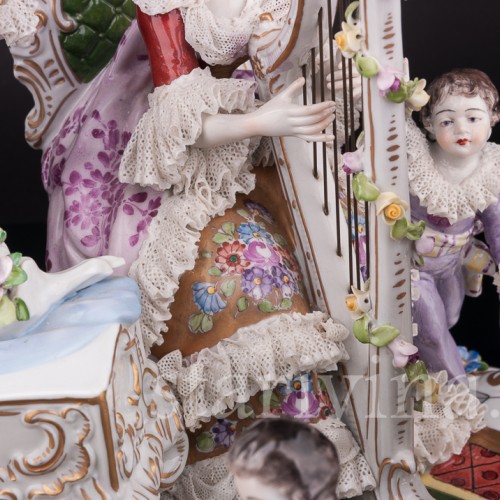 Фарфоровая композиция Домашний концерт, кружевная, Volkstedt, Германия, после 1935 г.