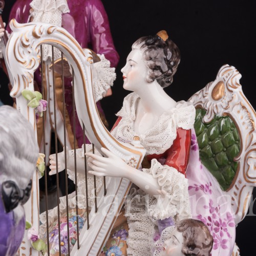 Фарфоровая композиция Домашний концерт, кружевная, Volkstedt, Германия, после 1935 г.