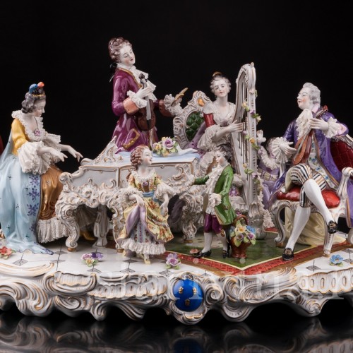 Фарфоровая композиция Домашний концерт, кружевная, Volkstedt, Германия, после 1935 г.