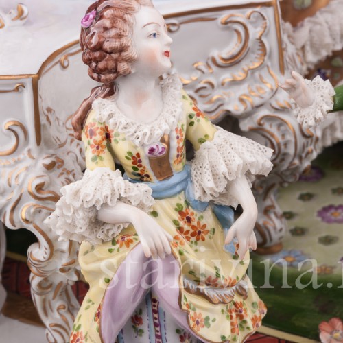 Фарфоровая композиция Домашний концерт, кружевная, Volkstedt, Германия, после 1935 г.