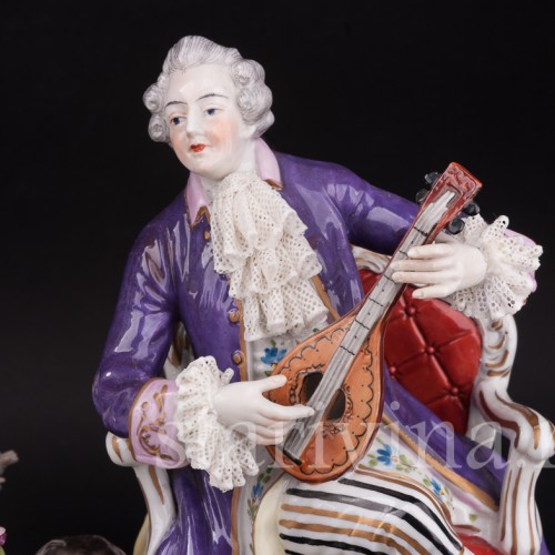 Фарфоровая композиция Домашний концерт, кружевная, Volkstedt, Германия, после 1935 г.