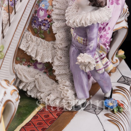 Фарфоровая композиция Домашний концерт, кружевная, Volkstedt, Германия, после 1935 г.