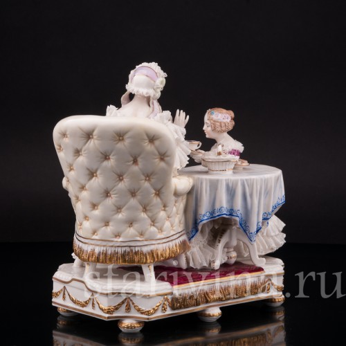 Фарфоровая статуэтка Чашечка чаю, кружевная, Dressel, Kister & Co, Германия, нач. 20 в.