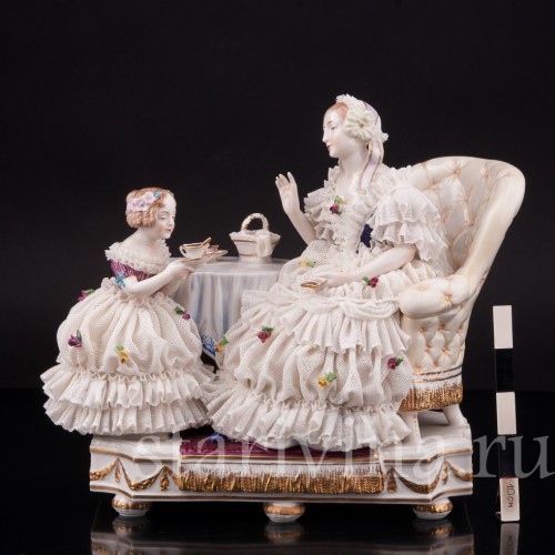 Фарфоровая статуэтка Чашечка чаю, кружевная, Dressel, Kister & Co, Германия, нач. 20 в.