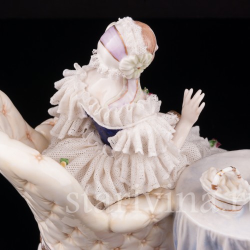 Фарфоровая статуэтка Чашечка чаю, кружевная, Dressel, Kister & Co, Германия, нач. 20 в.