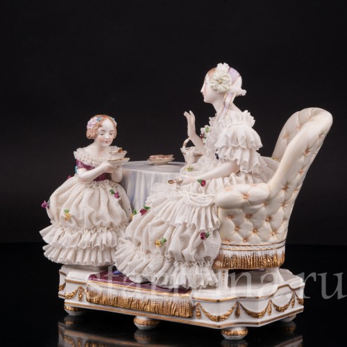 Фарфоровая статуэтка Чашечка чаю, кружевная, Dressel, Kister & Co, Германия, нач. 20 в.