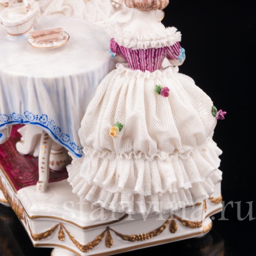 Фарфоровая статуэтка Чашечка чаю, кружевная, Dressel, Kister & Co, Германия, нач. 20 в.