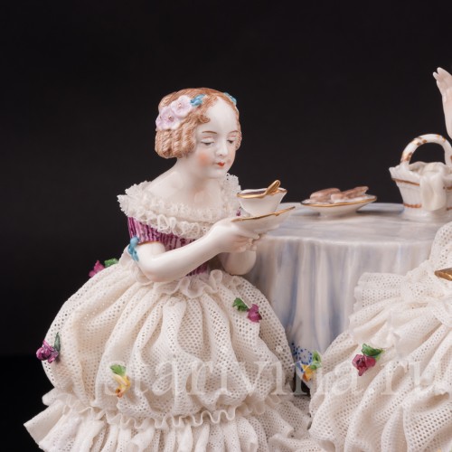 Фарфоровая статуэтка Чашечка чаю, кружевная, Dressel, Kister & Co, Германия, нач. 20 в.