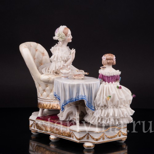 Фарфоровая статуэтка Чашечка чаю, кружевная, Dressel, Kister & Co, Германия, нач. 20 в.