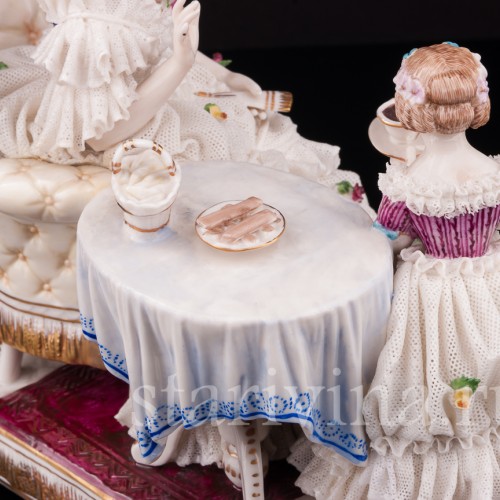 Фарфоровая статуэтка Чашечка чаю, кружевная, Dressel, Kister & Co, Германия, нач. 20 в.