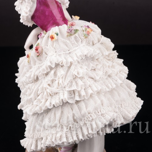 Фарфоровая статуэтка балерины Фанни Эльслер, кружевная, Volkstedt, Германия, до 1935 г.